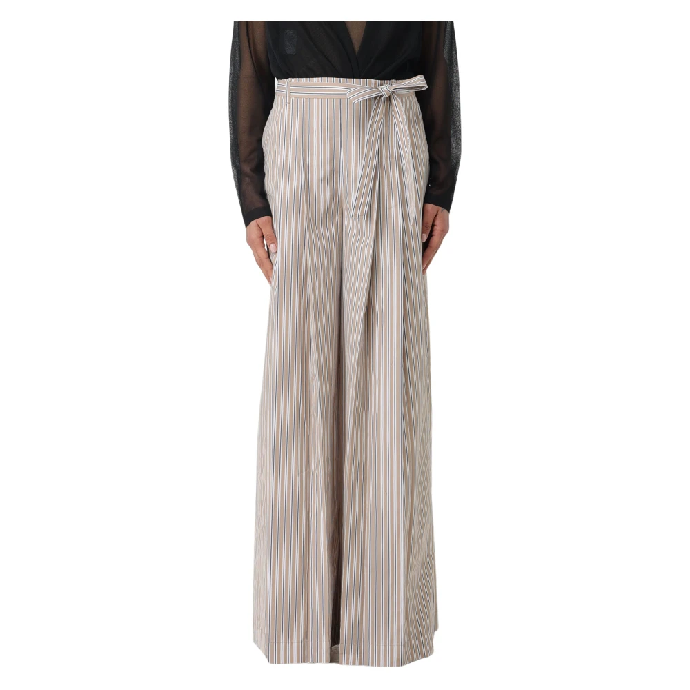 Alberta Ferretti Women's Multicolor Striped Poplin Trousers - Wide Trousers - M - Trousers