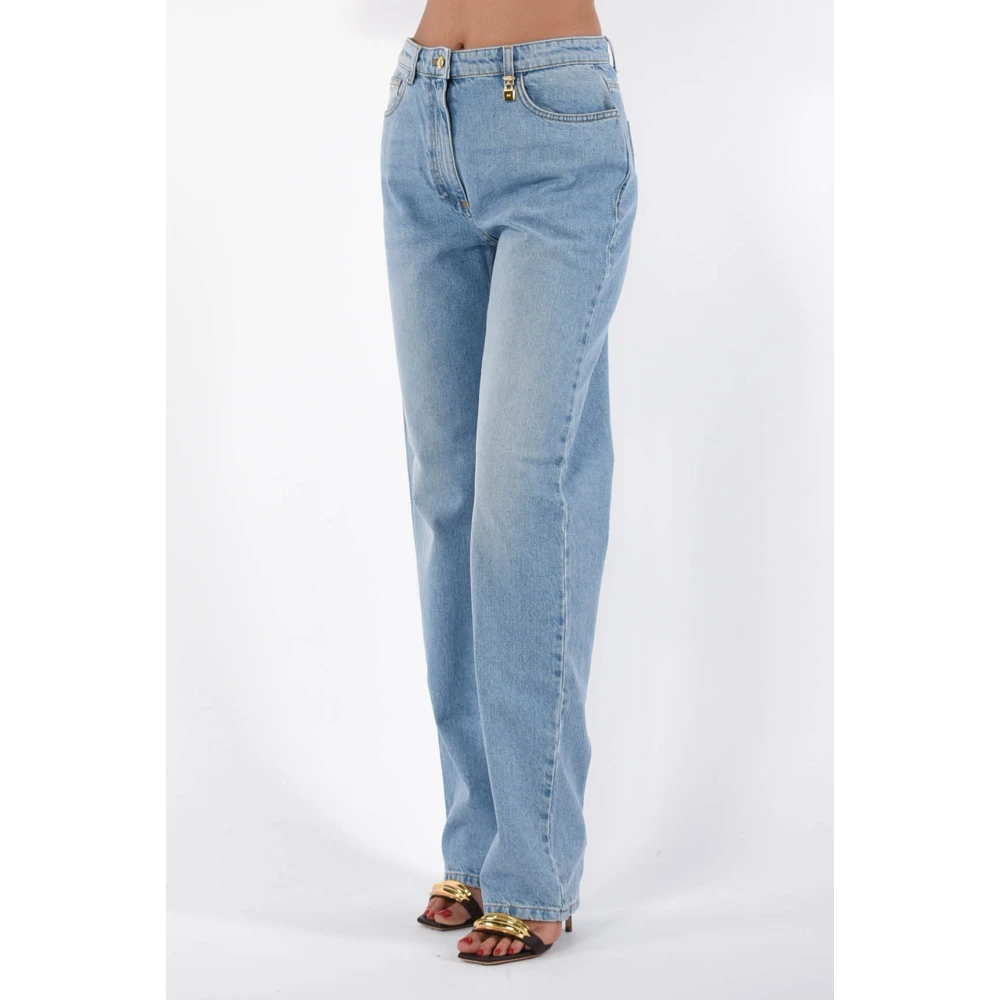 Elisabetta Franchi Boyfriend jeans met juweel hangslot Blue Dames