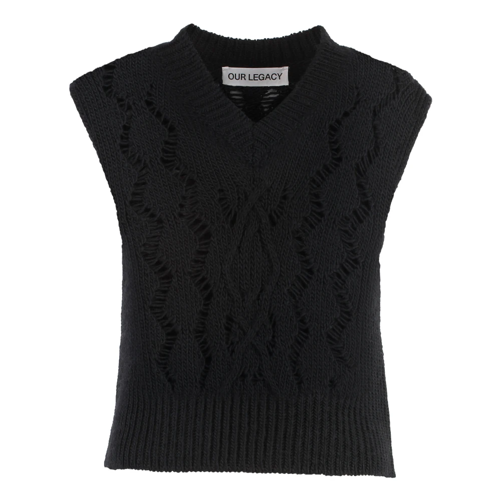Our Legacy Michigan Wollen Vest Ribgebreide Rand Black Dames