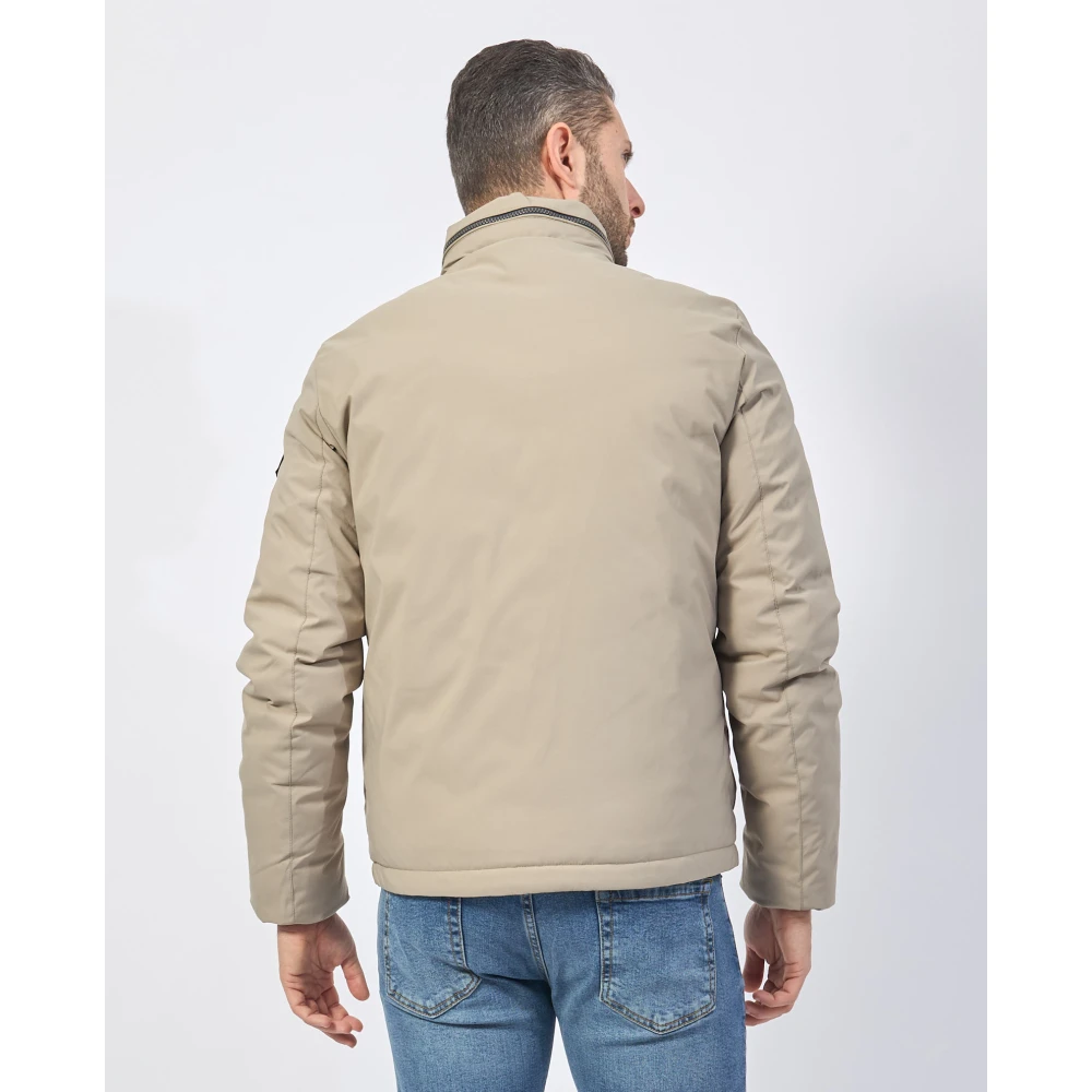 YES ZEE Beige Gewatteerde Fullzip Jas Beige Heren