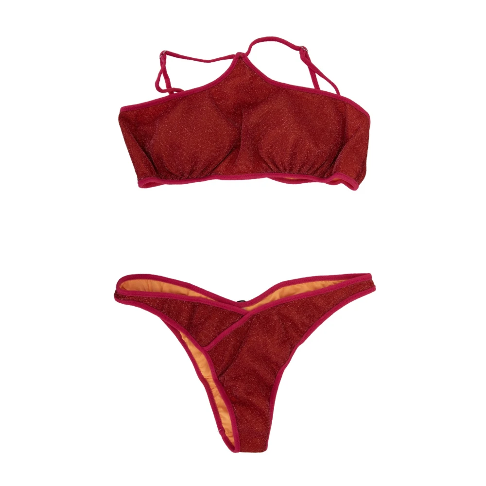 Me-Fui Women's Orange Glitter Bandeau Bikini Set