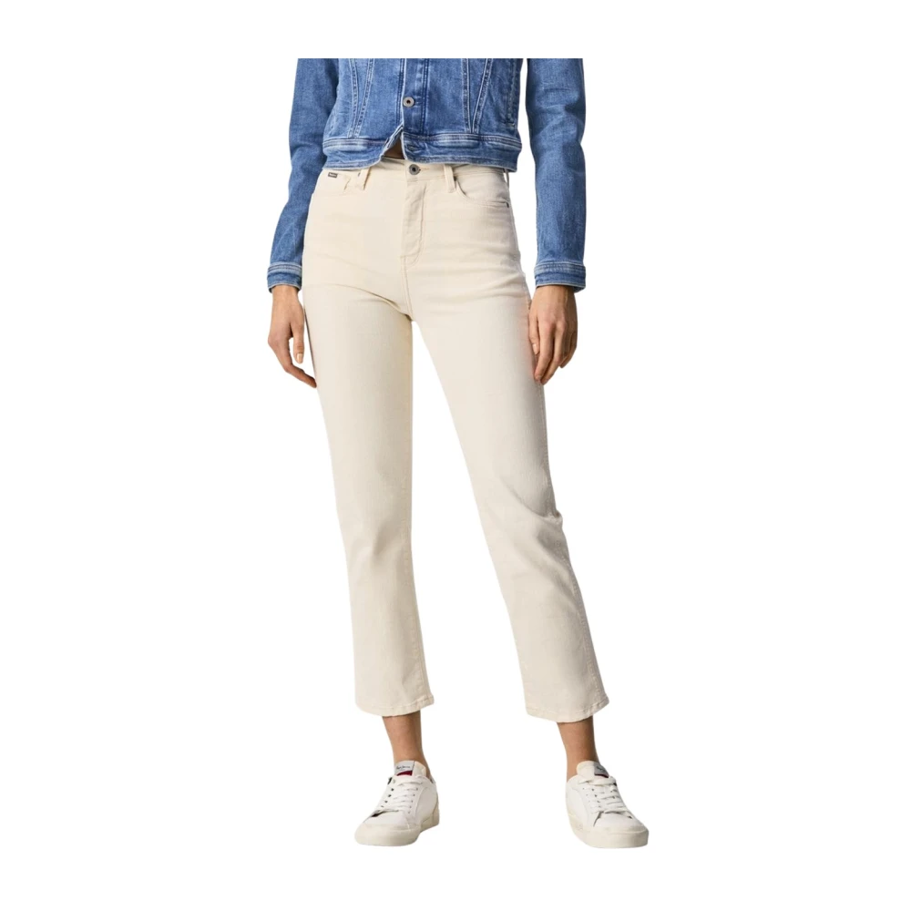 Pepe Jeans Women's Beige Trousers, Female,, Slim-Fit Trousers W28
