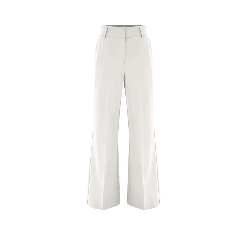 Kocca Elegante polyesterbroek met plooien White Dames