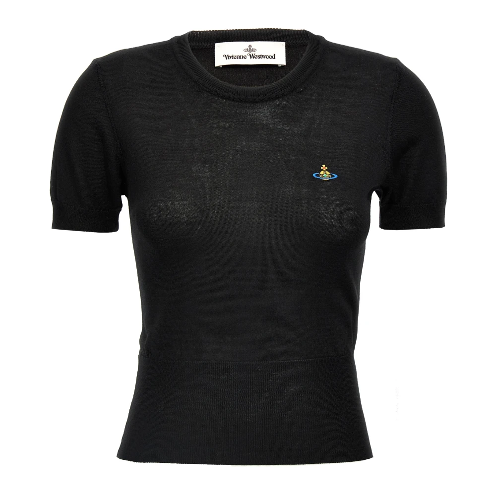 Vivienne Westwood Women's Black Round-Neck Knitwear, Xs, Bea Crew Neck Top