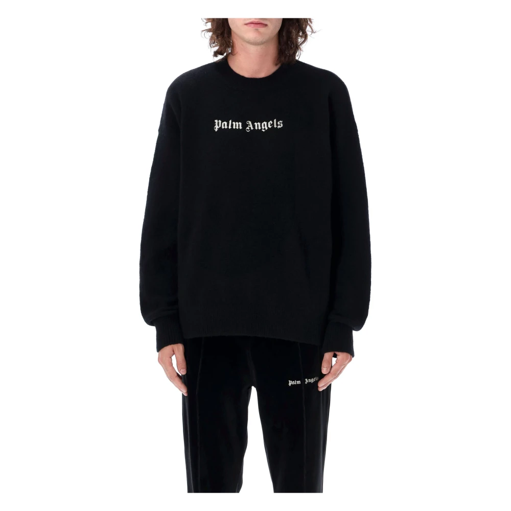 Palm Angels Herren Schwarz Classic Logo Sweatshirt