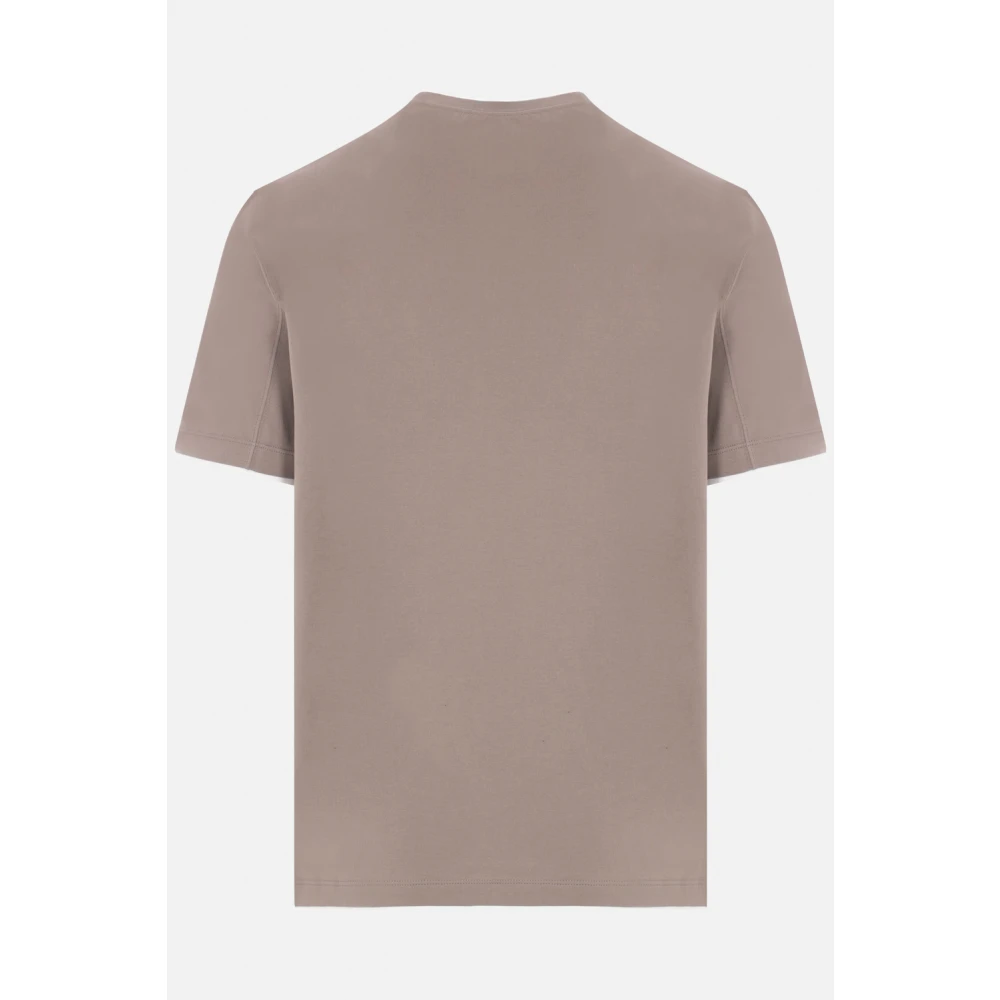 BRUNELLO CUCINELLI Bruine Katoenen T-shirt met Witte Rand Beige Heren