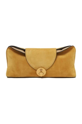 Camel Suede Clutch Bag