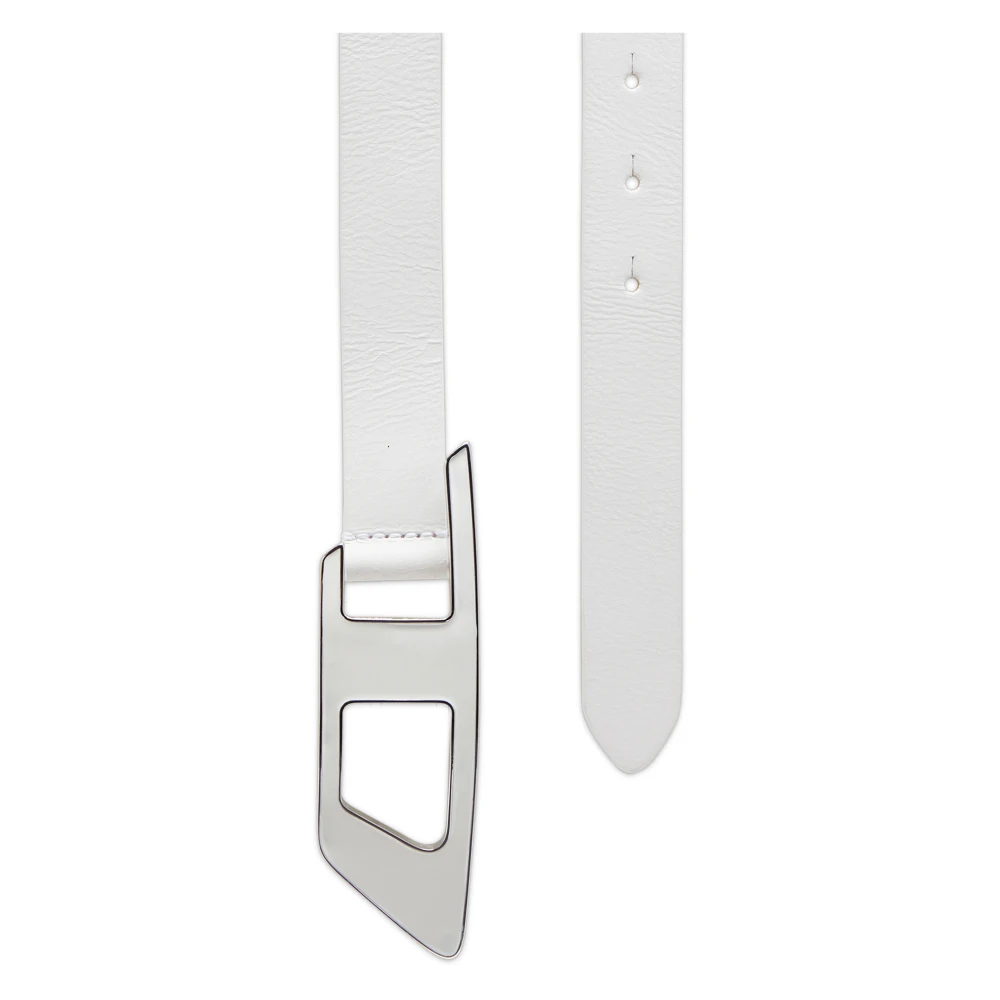 Diesel Leather belt with enamelled D buckle White Dames
