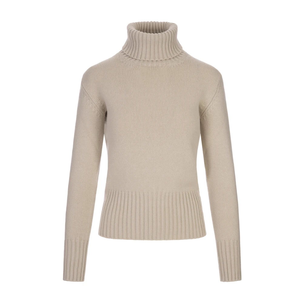Beige Cashmere Turtleneck Sweater