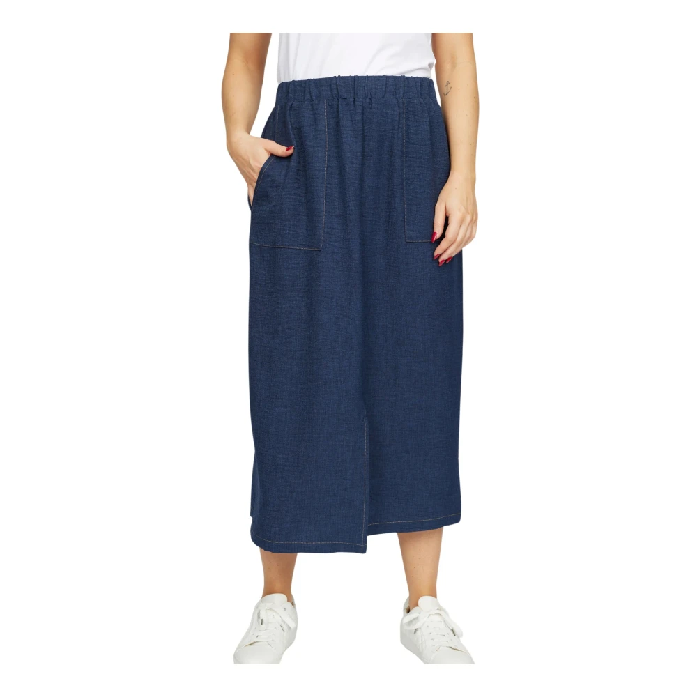 2-Biz Eenvoudige Navy Rok Cindy.Hs24 Stijl Blue Dames