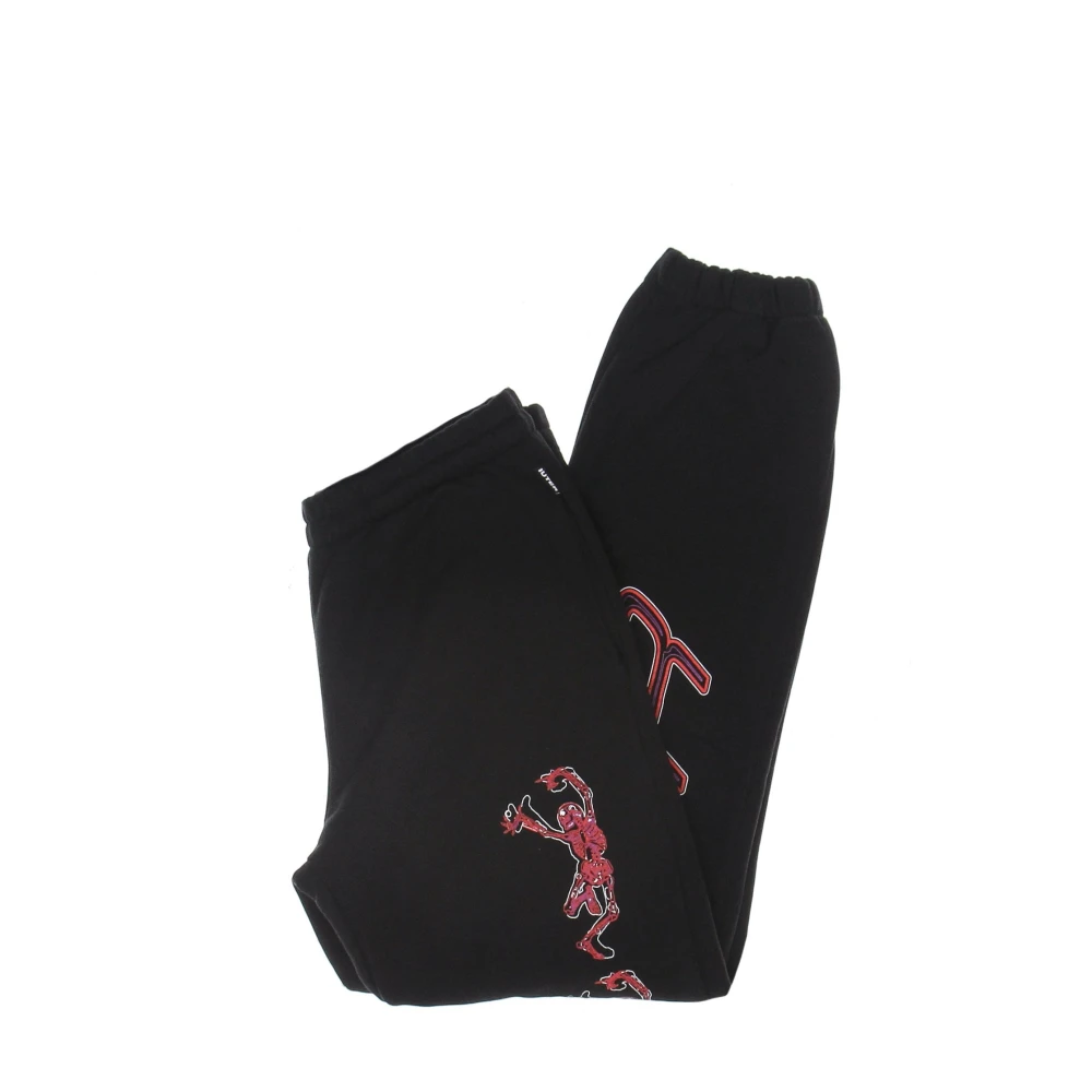 Iuter Zwarte Skeleton Sweatpants Tracksuit Elastische Boord Black Heren