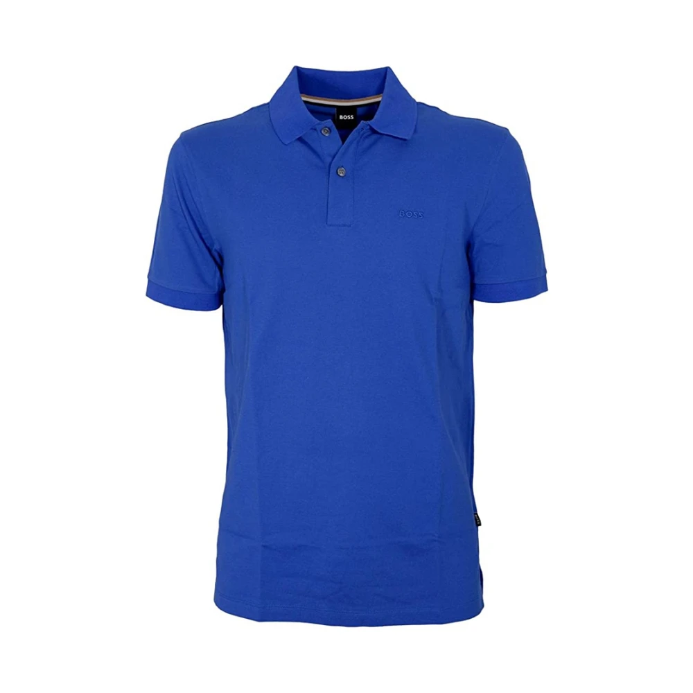 Hugo Men's Blue Polo Shirts, L, Embroidered Logo Cotton Polo Shirt