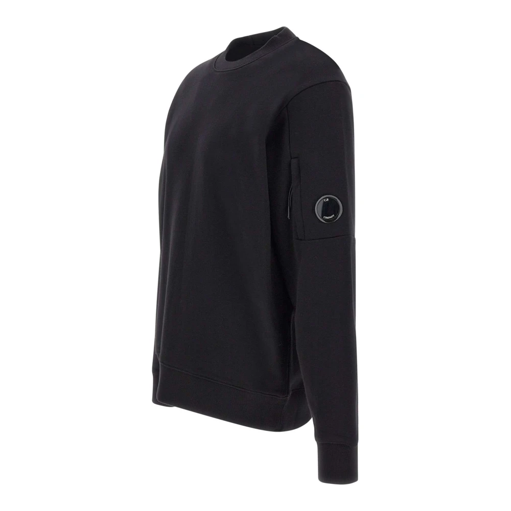C.P. Company Zwarte Diagonaal Verhoogde Katoenen Sweatshirt Black Heren