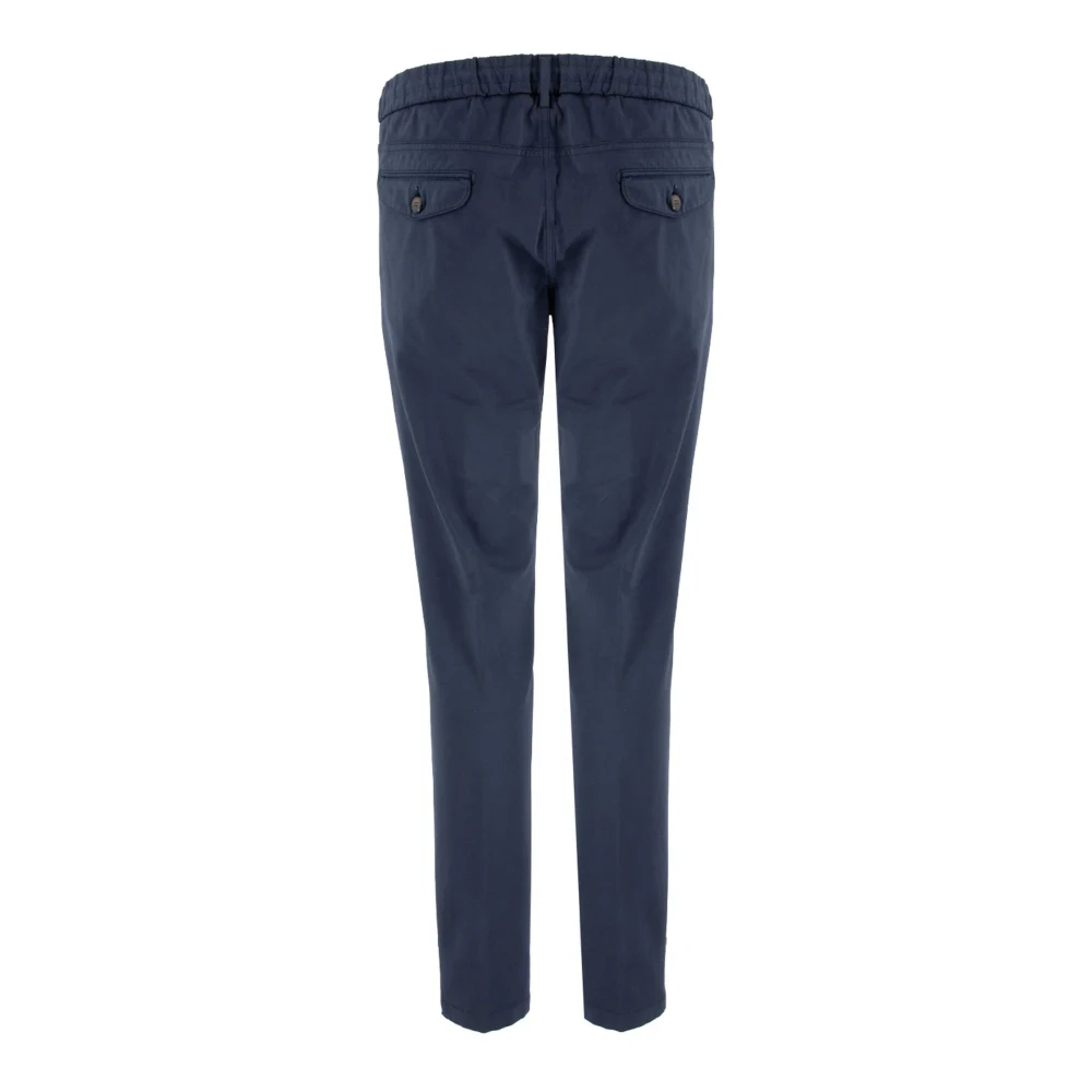 Eleventy Navy Blauwe Chino Broek Koord Knoop Blue Heren