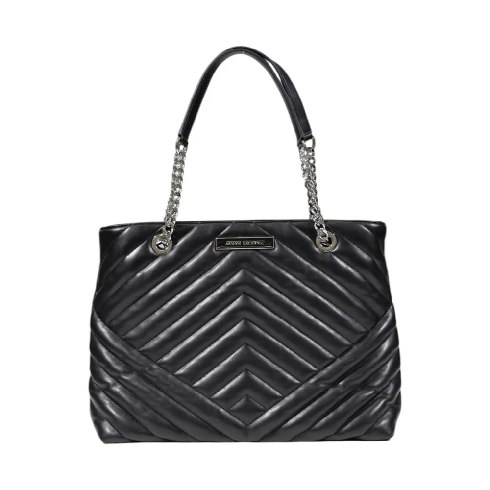Armani Exchange Damen Schwarz Einfache Handtasche Mit Reißverschluss