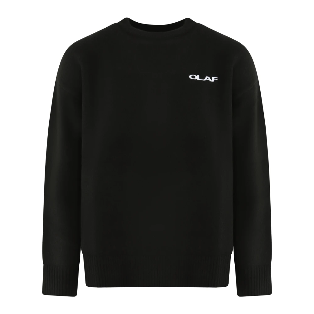 Olaf Hussein Gebreide Crewneck Trui Black Heren