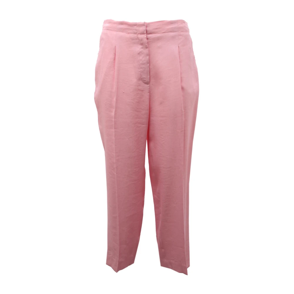 Michael Kors Women's Pink Linen And Viscose Cropped Trousers - Cropped Trousers - S - Trousers