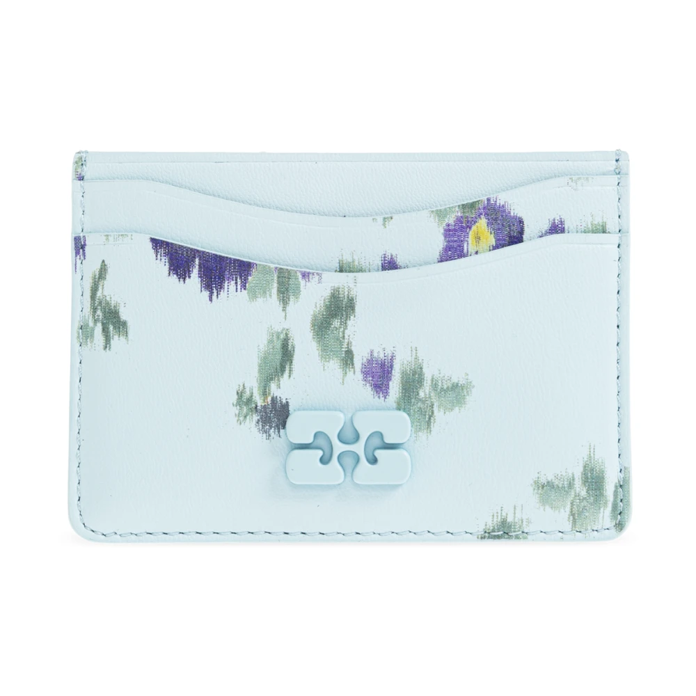 Ganni Donna Blu Floral Motif Card Holder