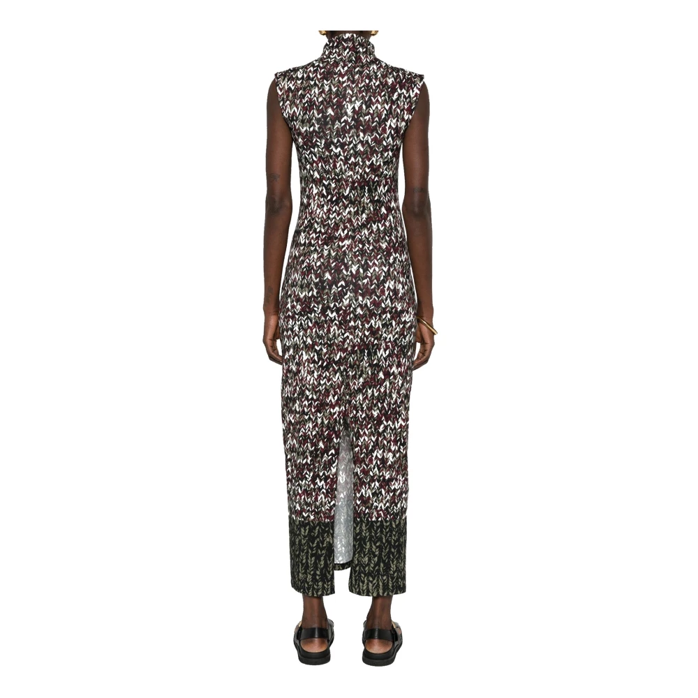 Loewe Groene Gebreide Print Lange Jurk Multicolor Dames