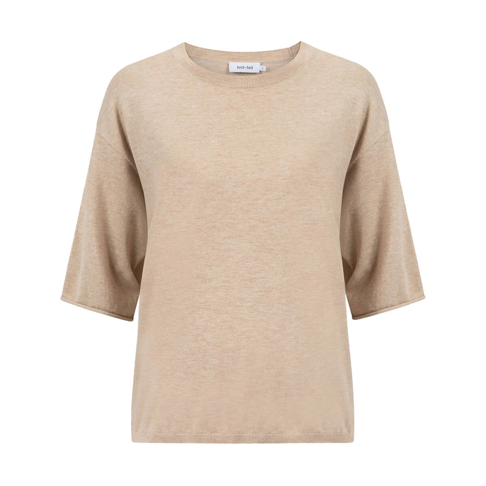 Knit-ted Merle T-shirt in gebreide stijl Beige Dames
