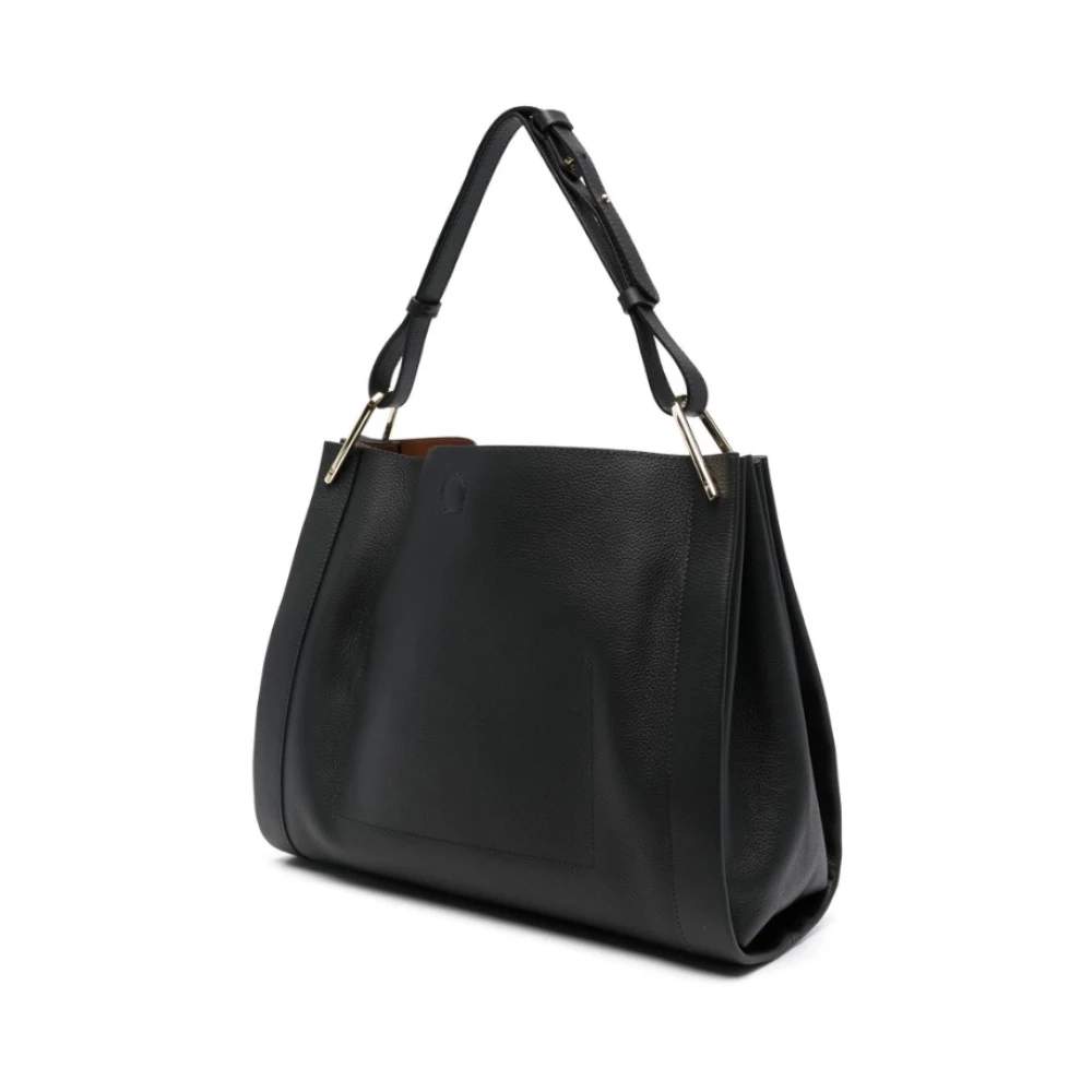 Coccinelle Leren tas met gehamerd textuur en gouden logo Black Dames