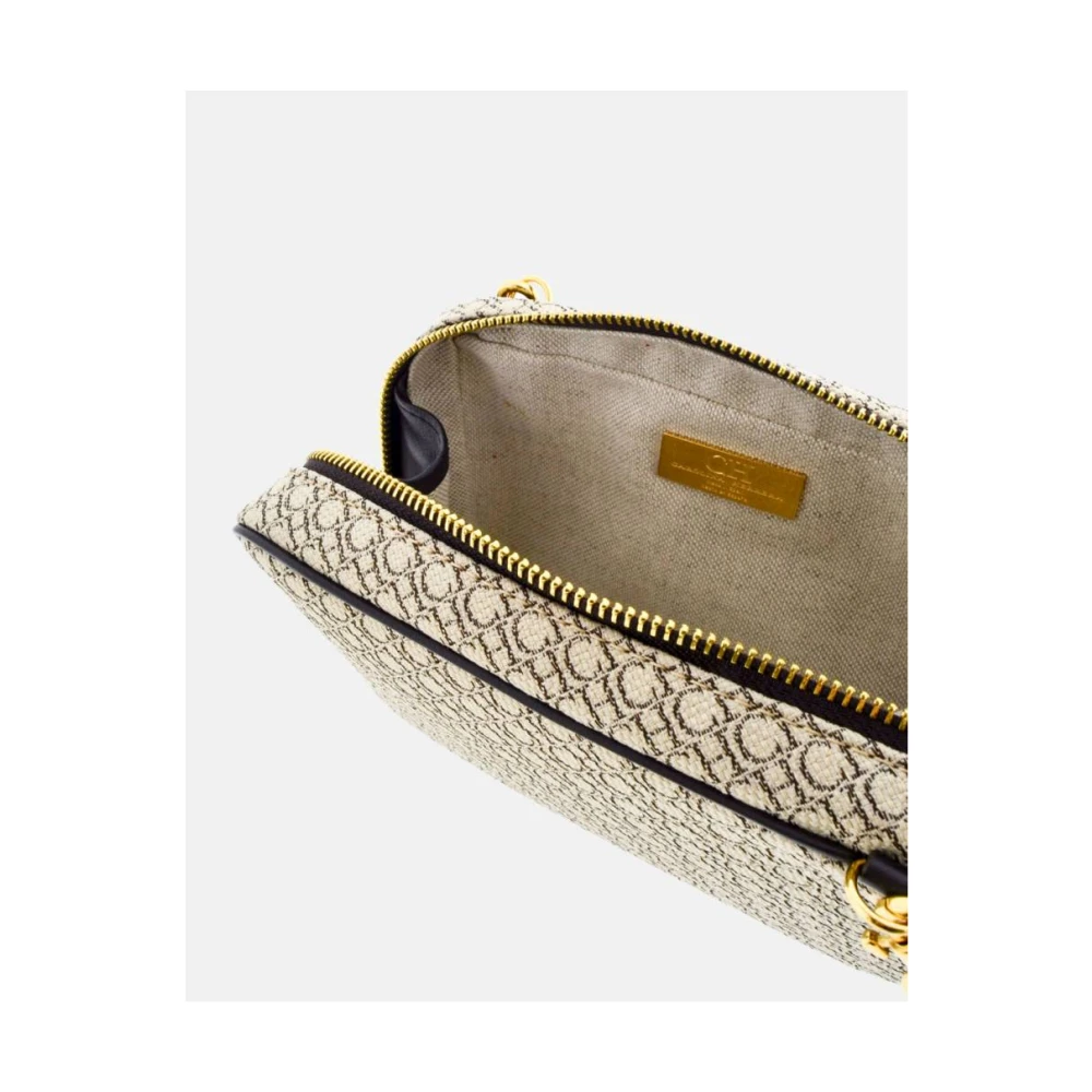 Carolina Herrera Canvas Schoudertas met Leren Afwerking Beige Dames