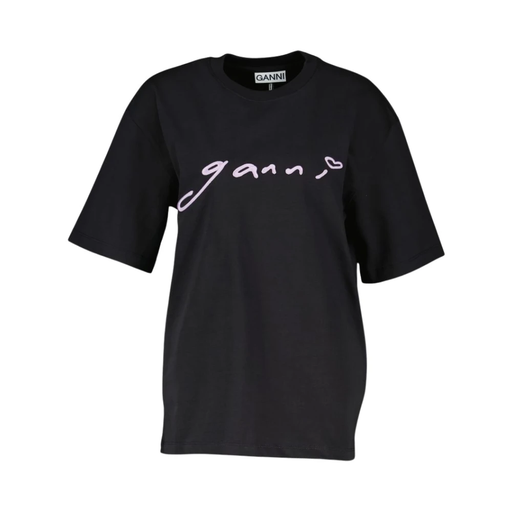 Ganni Black Relaxed Fit T-Shirt - Female - T-Shirts - L - Tops