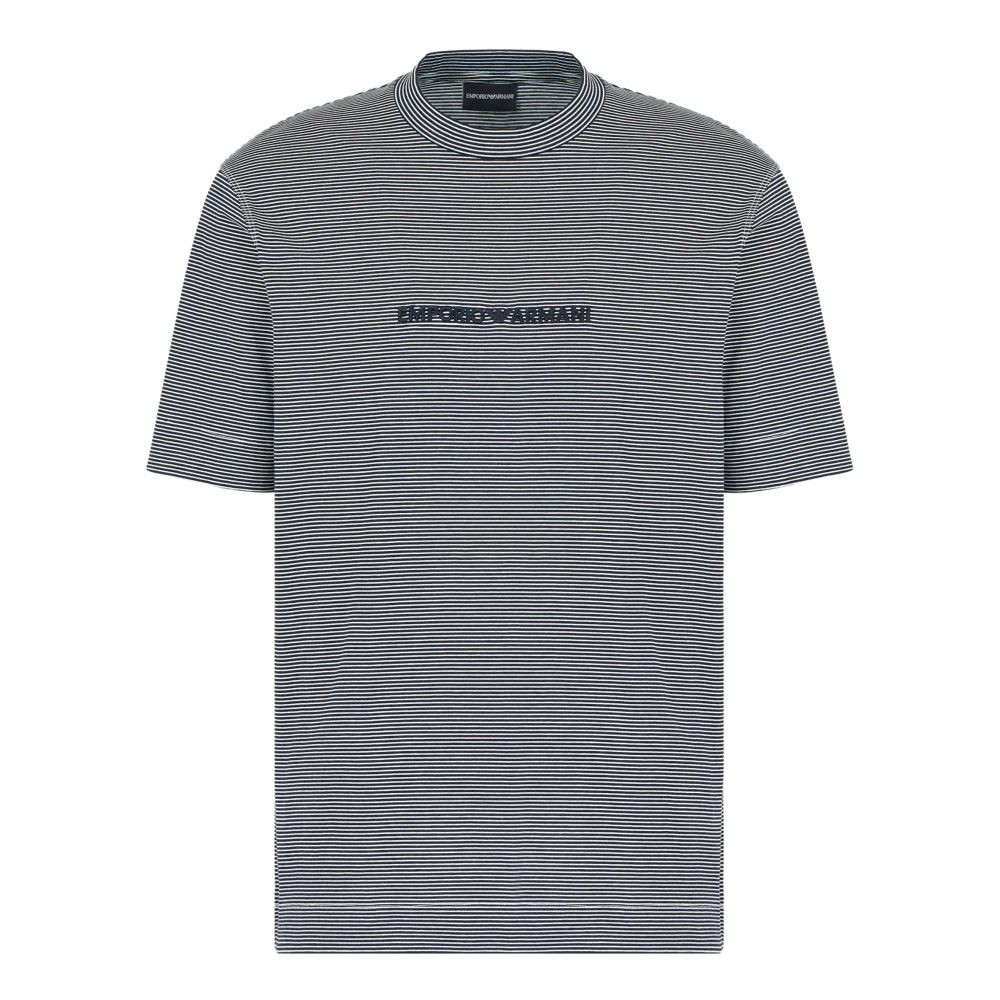 Emporio Armani Off White Randig T-shirt Gray, Herr