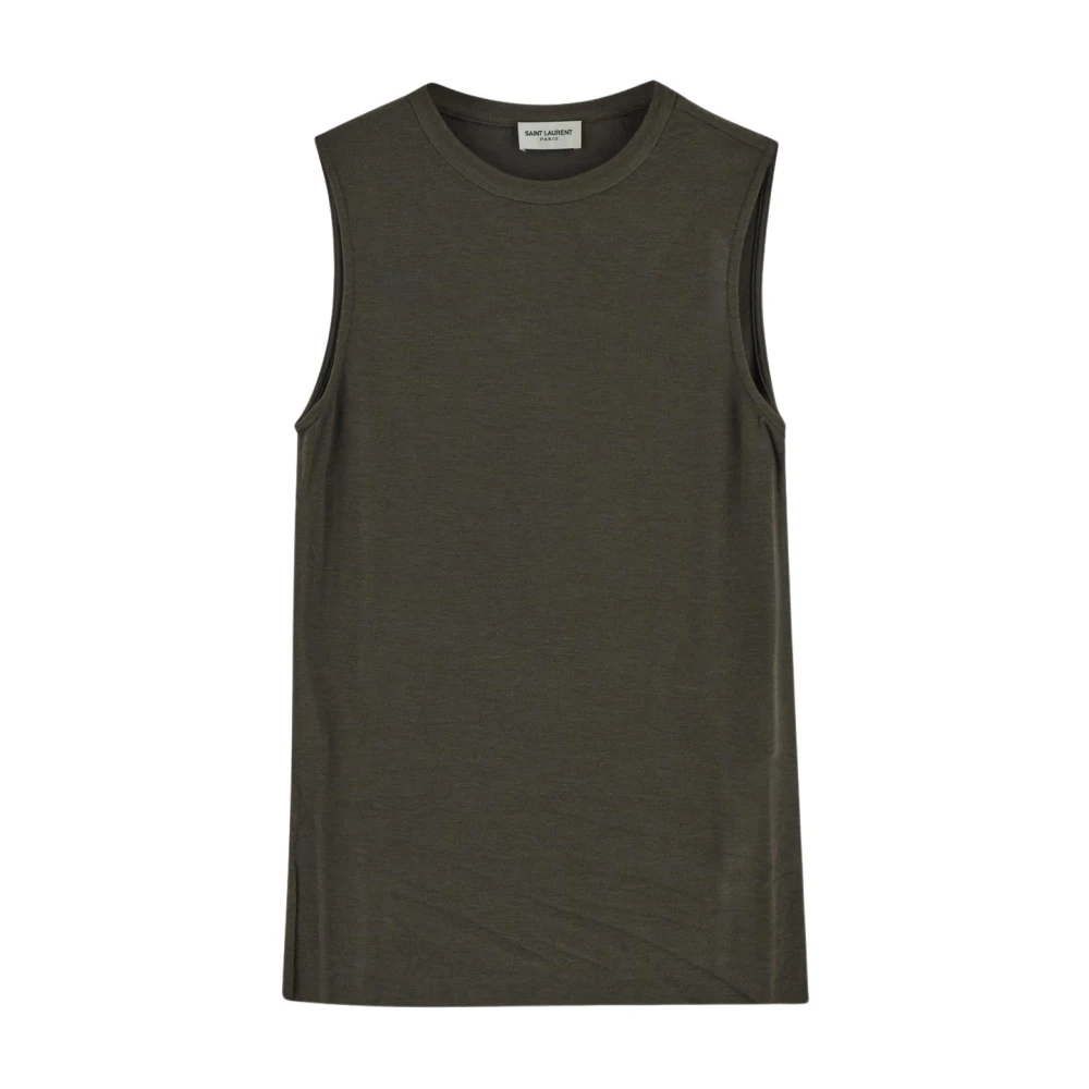Saint Laurent Chique Mouwloze Top in Viscose Gray Dames