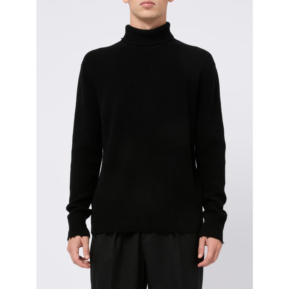 Laneus Hoge hals wollen trui zwart Black Heren