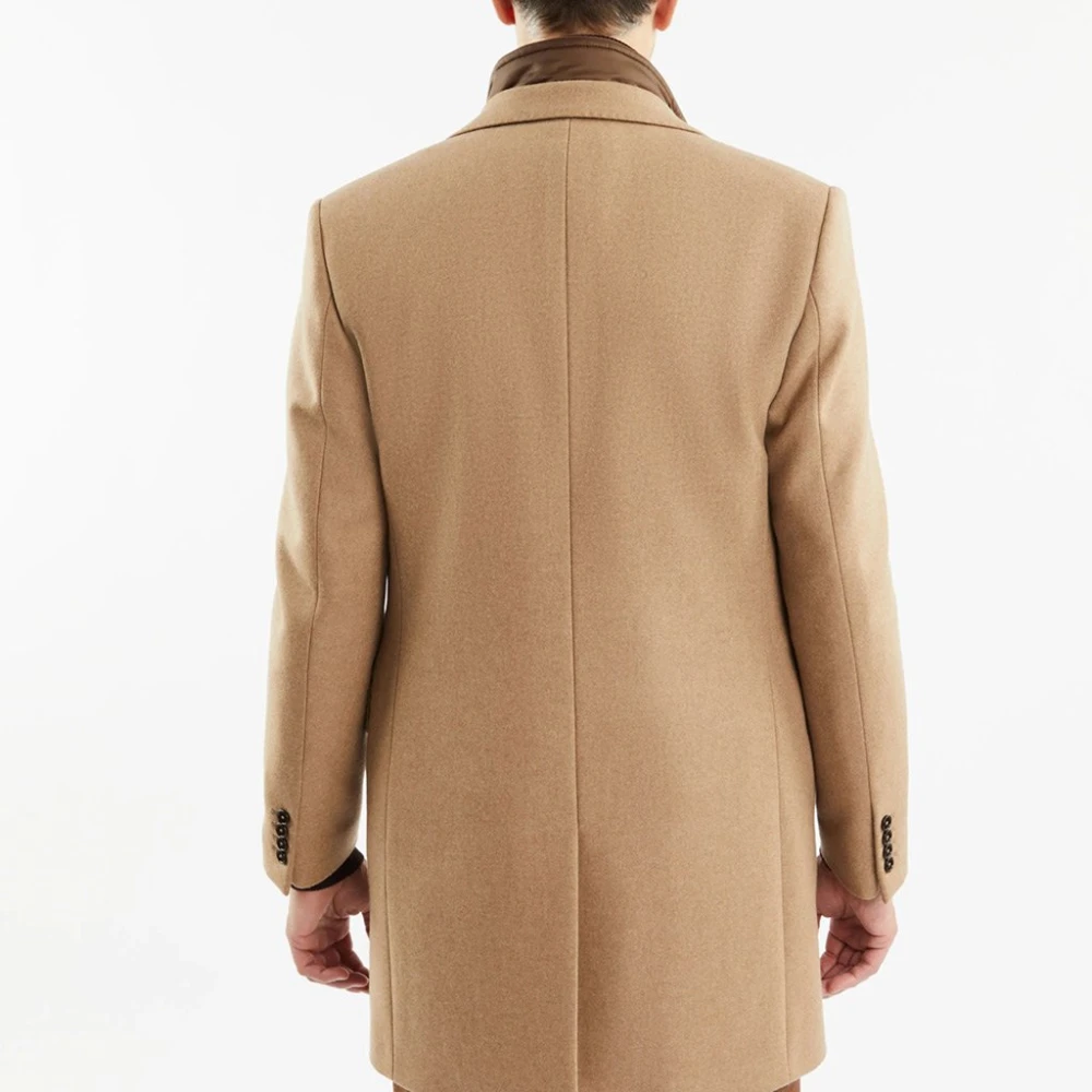 Fay Beige Wol Kasjmier Jas met Afneembaar Vest Beige Heren
