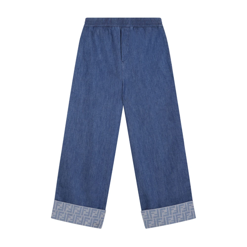 Fendi Unisex Kids Blue Lightweight Denim Trousers - Trousers - 8 Y - Kids