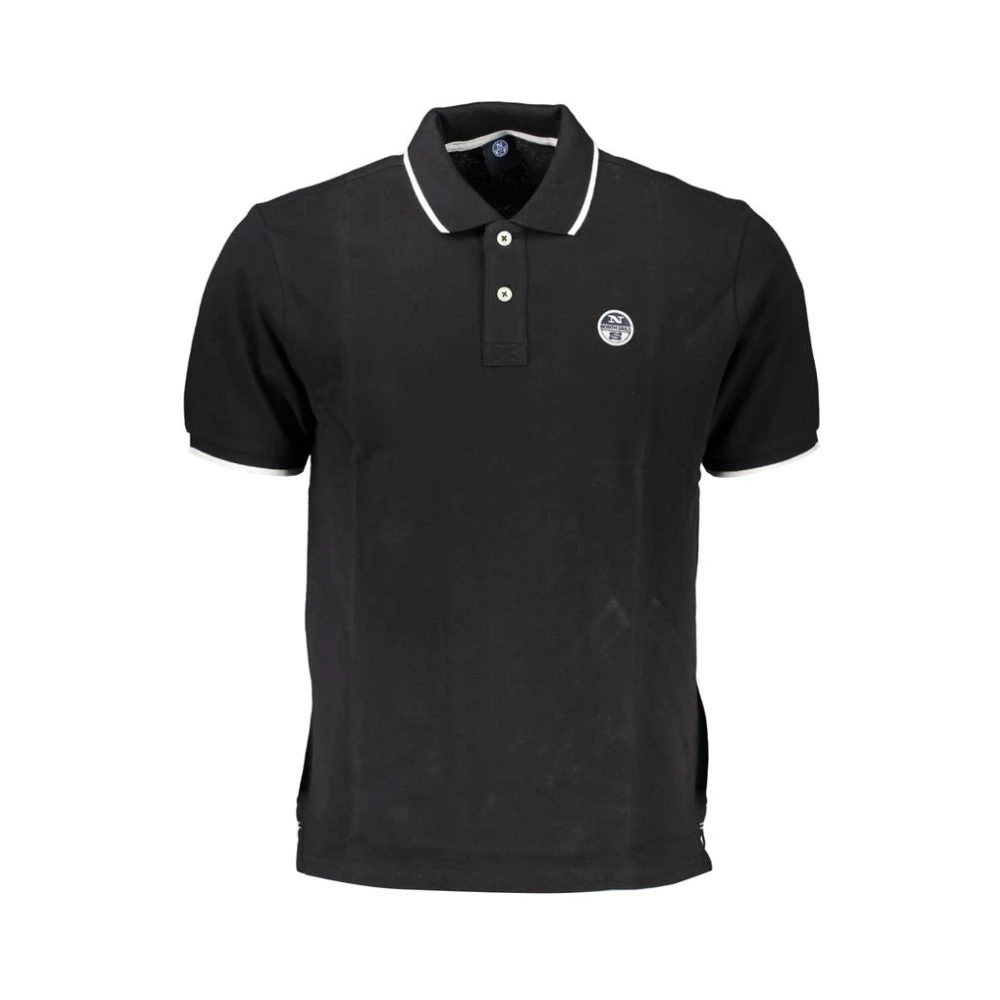 North Sails Herren Schwarz Es Baumwoll-Poloshirt Mit Kurzen Ärmeln