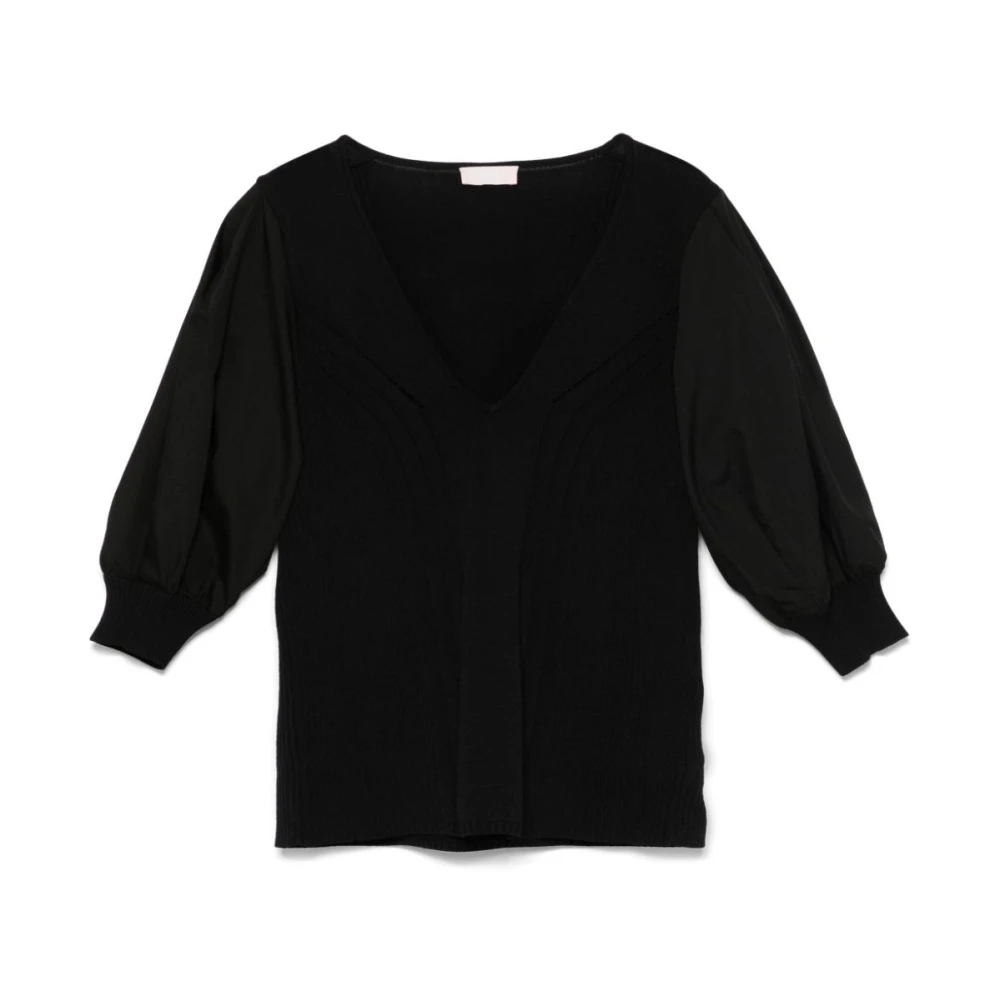 Liu Jo Zwarte V-hals Gebreide Trui Black Dames