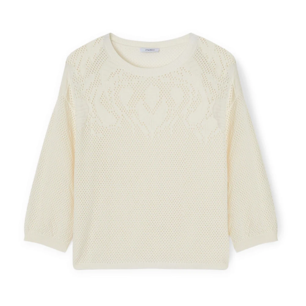 Motivi Geperforeerde trui met jacquard-ontwerp White Dames