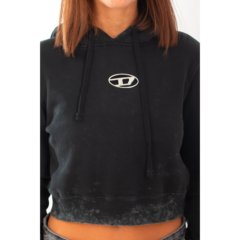 Diesel Metal Faded Hoodie in 900 Black Dames