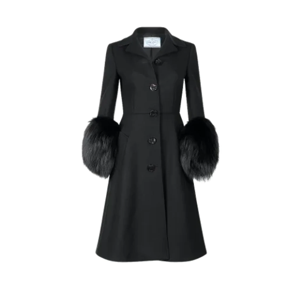 Prada Vintage Pre-owned Fur outerwear Black Dames