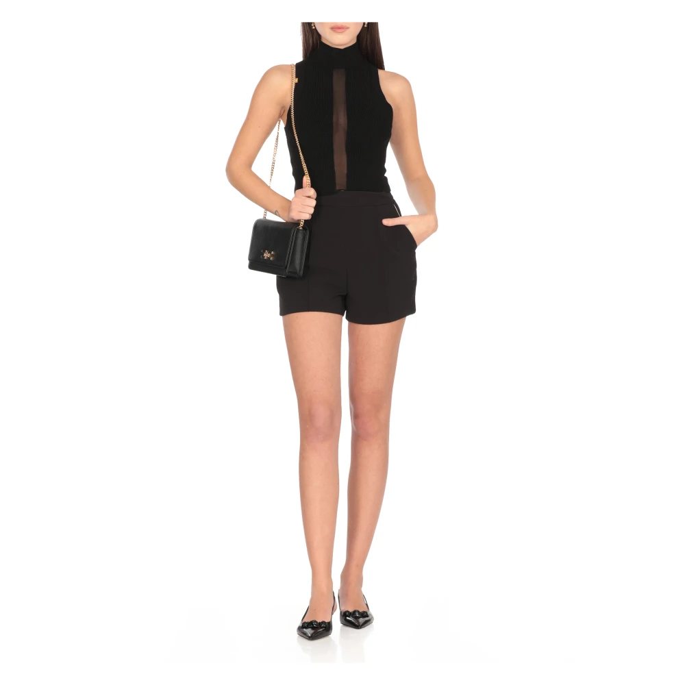 Elisabetta Franchi Zwarte Shorts met Zakken en Rits Black Dames