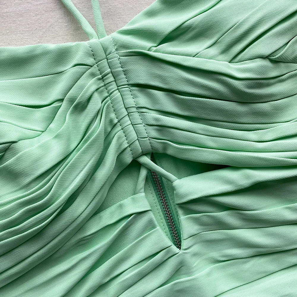 Self Portrait Spearmint Stretch Crêpe Gesneden Top Green Dames
