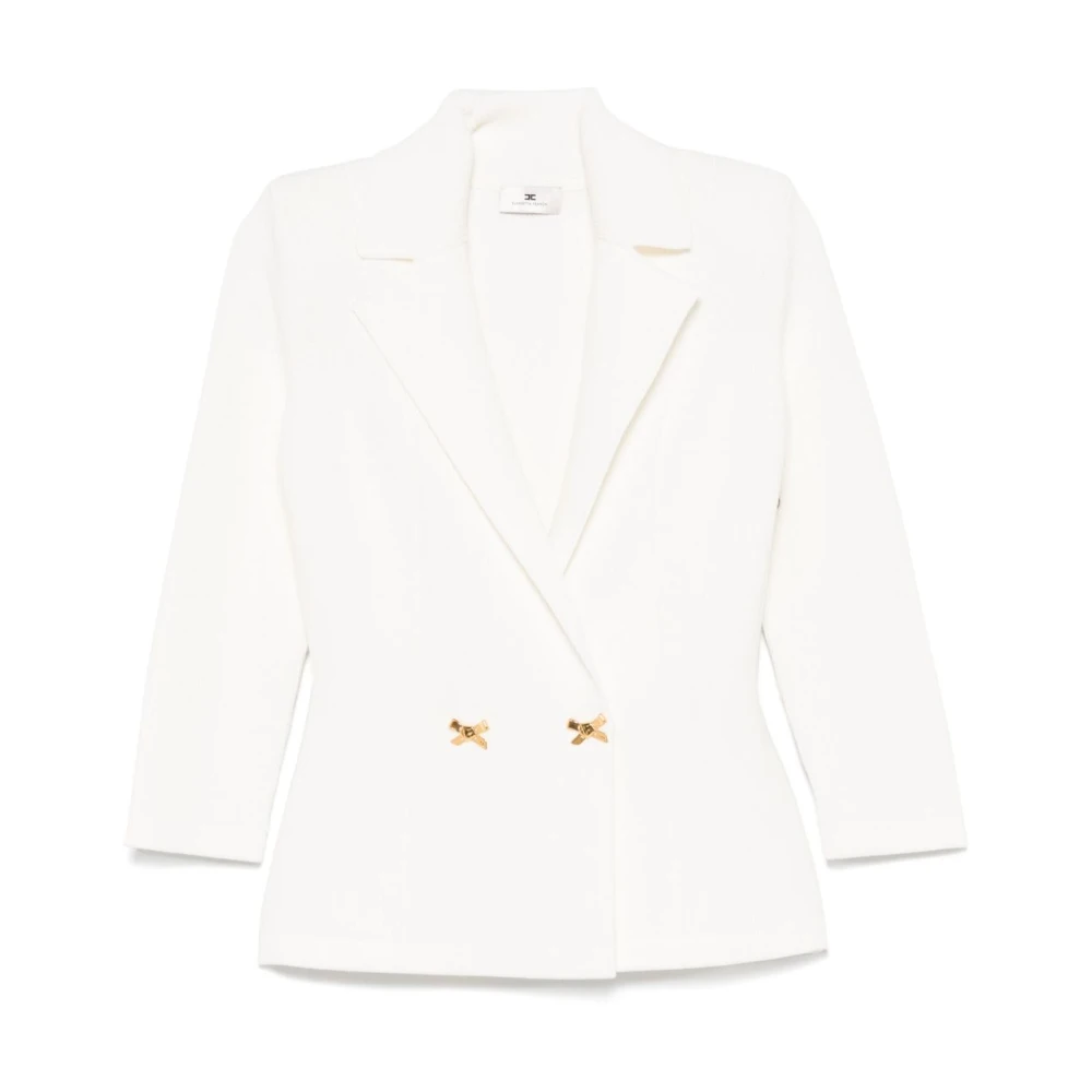 Elisabetta Franchi Ivory Outerwear Jacket Beige Dames