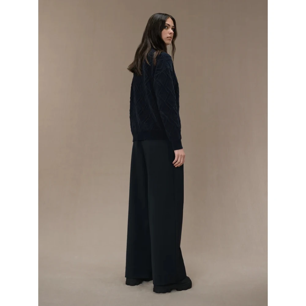RRD Embossed Chenille Turtleneck Sweater Blue Dames