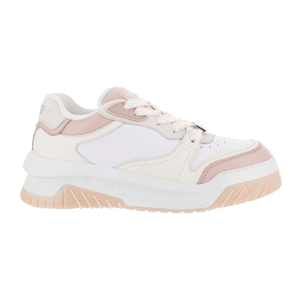 Versace Leren Sneakers Ronde Neus Logo Detail Dames Schoenen Veelkleurig Multicolor