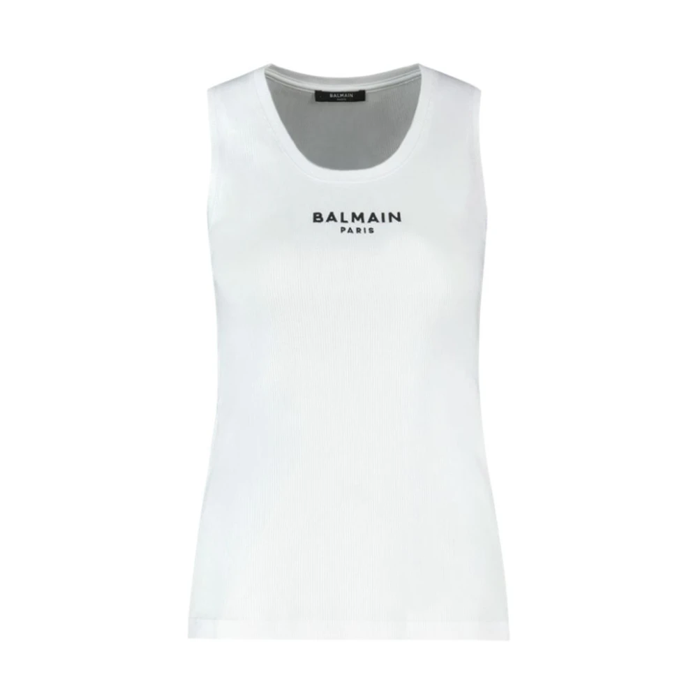 Balmain White Paris Tank Top - Female - Sleeveless Tops - L - Tops