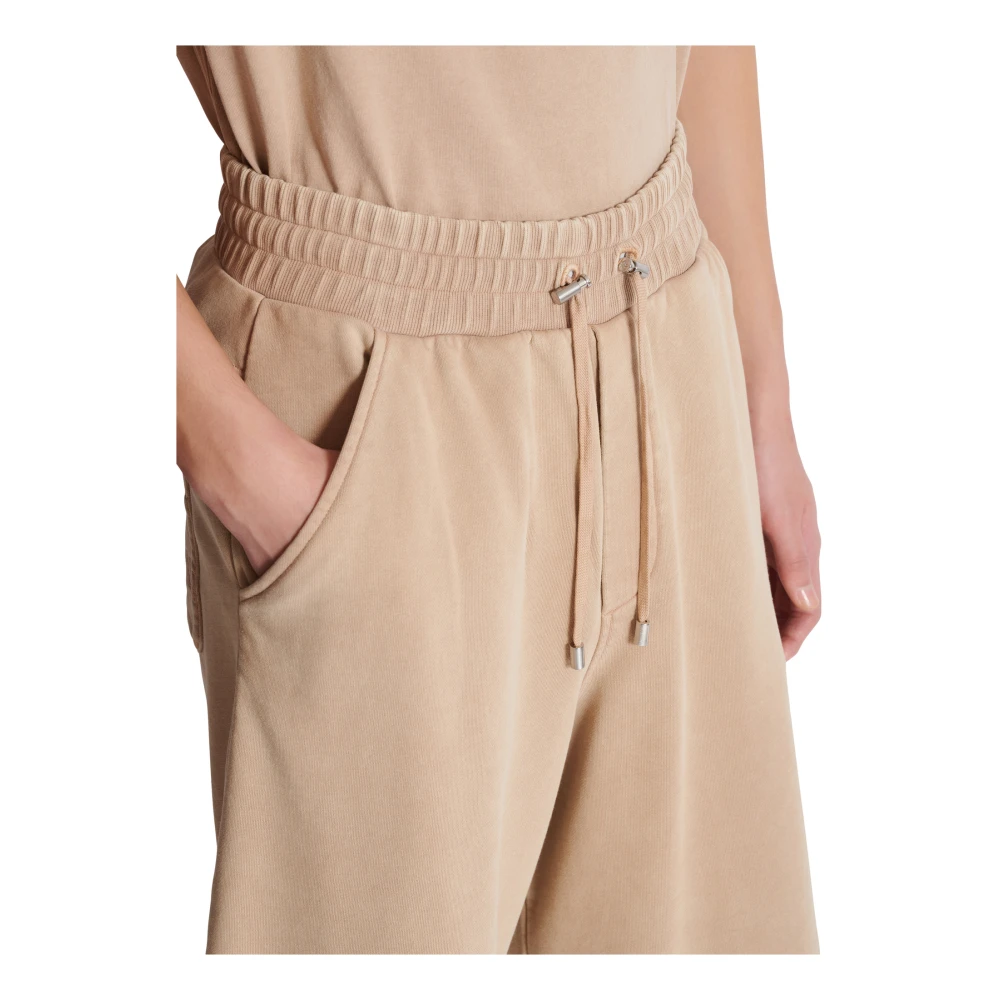 Balmain Katoenen Bermuda shorts met vintage borduurwerk Beige Heren