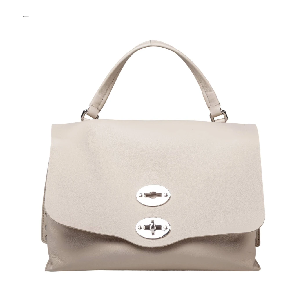 Zanellato Crèmekleurige leren schoudertas met draaisluiting White Dames