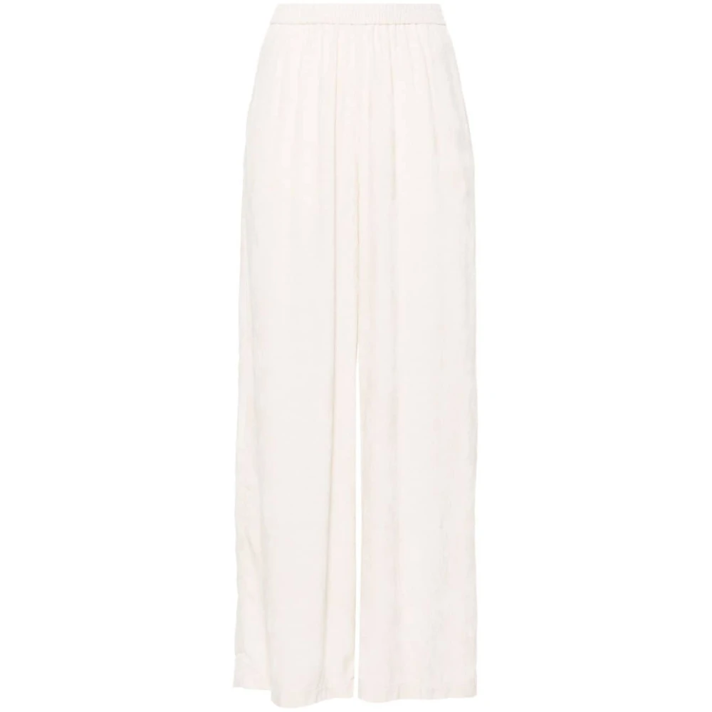 Forte Ivory Velvet Wide Leg Trousers Beige Dames