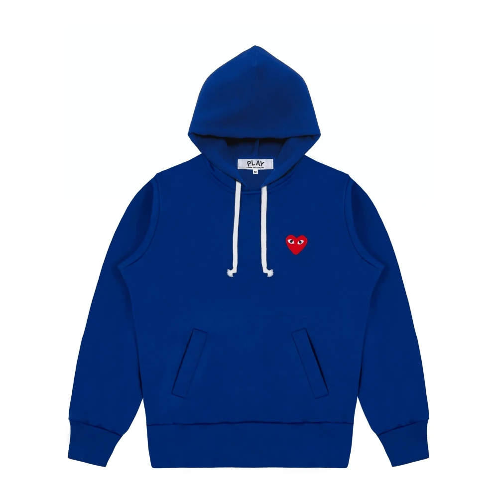 Comme des Garçons Play Blå hoodie med rött hjärtlogo Blue, Dam