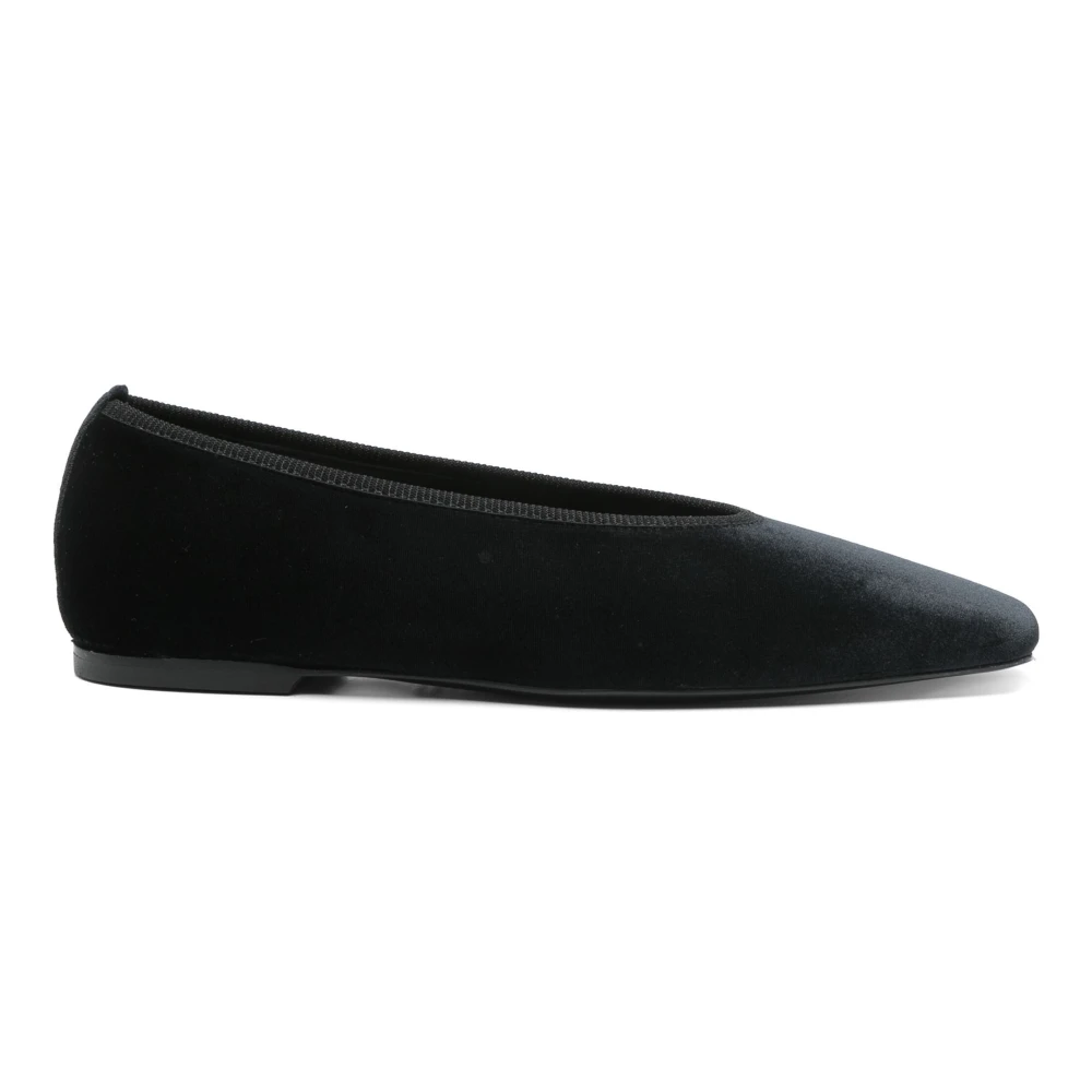 Totême Women's Black Ballerina Shoes, 8 Uk, Velvet Ballerinas In