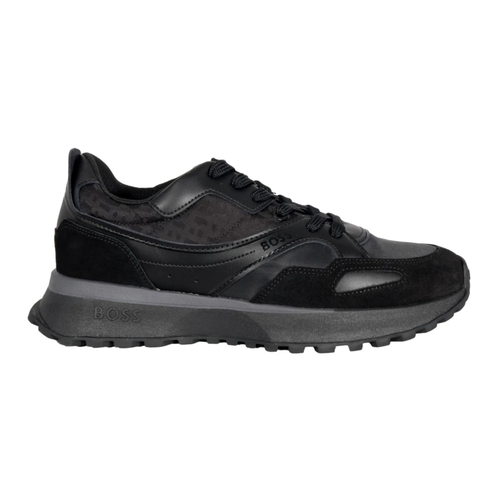 Hugo Boss Sportiga Sneakers i Blandade Material Jonah Runn Svart Black, Herr