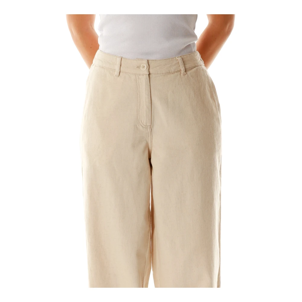 American vintage Relaxed Fit Broek met Middelhoge Taille Beige Dames